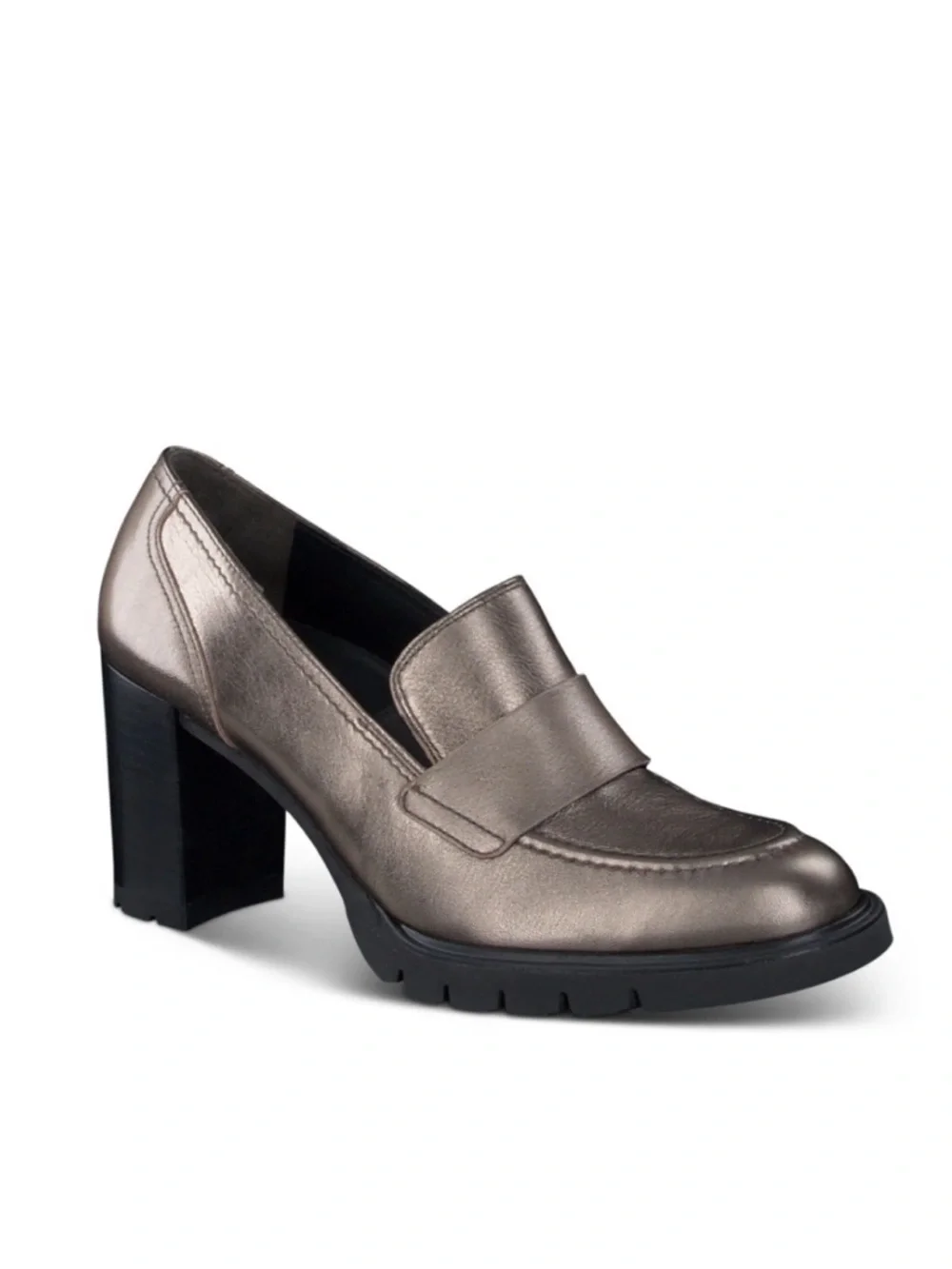 Paul Green Nina Loafer Pump Size 9.5 Grunge Metallic Bronze Leather Platform